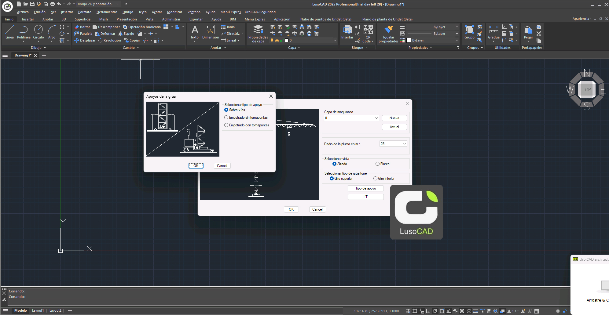 Programa CAD para AutoCAD, LusoCAD, BricsCAD, ZwCAD, 4mCAD e GstarCAD com detalhes de construção, protecções, equipamento auxiliar e maquinaria com UrbiCAD