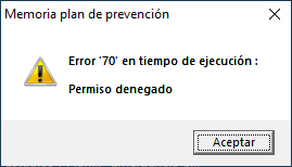 UrbiCAD: Error 70 en tiempo de ejecución